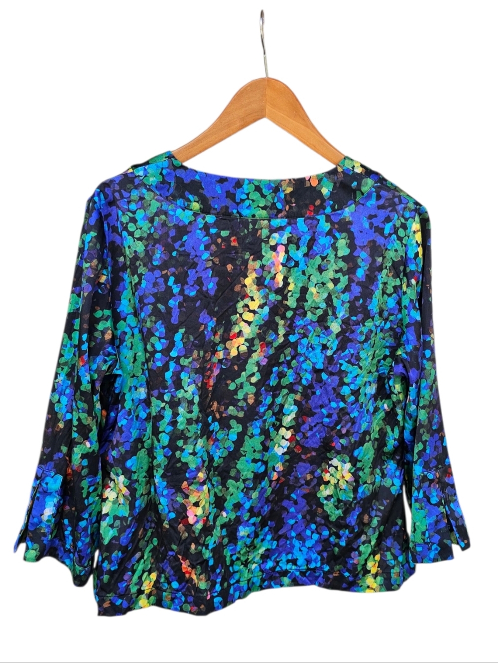 Doncaster Multicolor Silk Blend Speckled Floral-Style Long Sleeve Top SizeM
